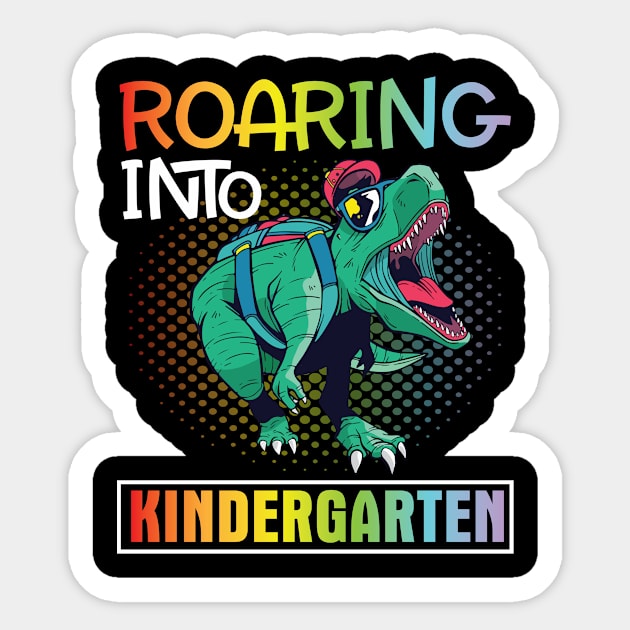 Dinosaur Student Back To School Roaring Into Kindergarten Sticker by tieushop091